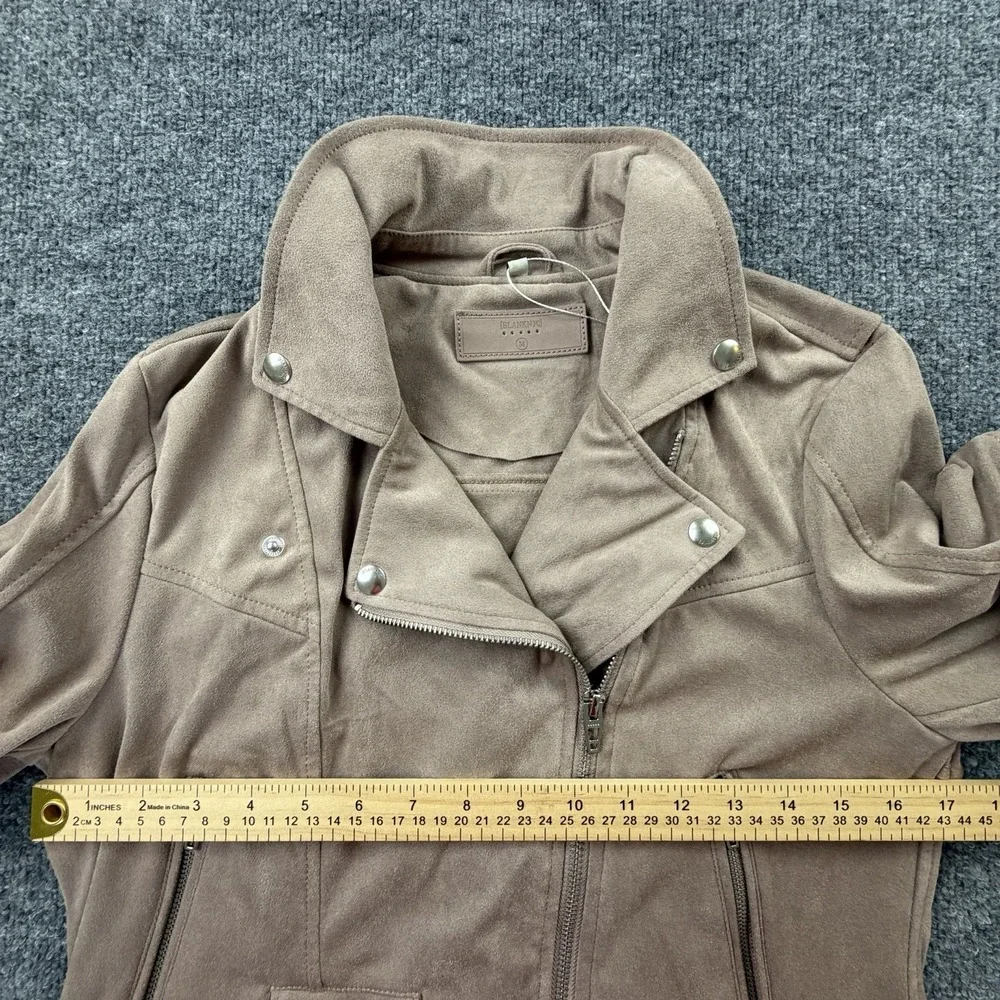 BLANKNYC Suede Moto Jacket Womens M Beige Cropped Biker Zip‎ NWOT